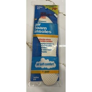 Vintage Air Foam Insoles Women‎ Size 8-9 Walgreens 1 Pair Odor Shock Absorb New